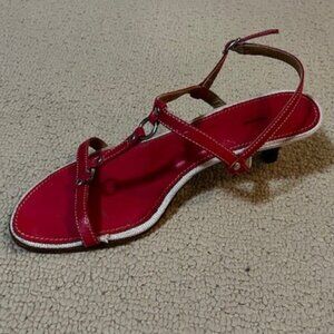 J. Crew Pink Leather Strappy Kitten Heels sz 6 1/2